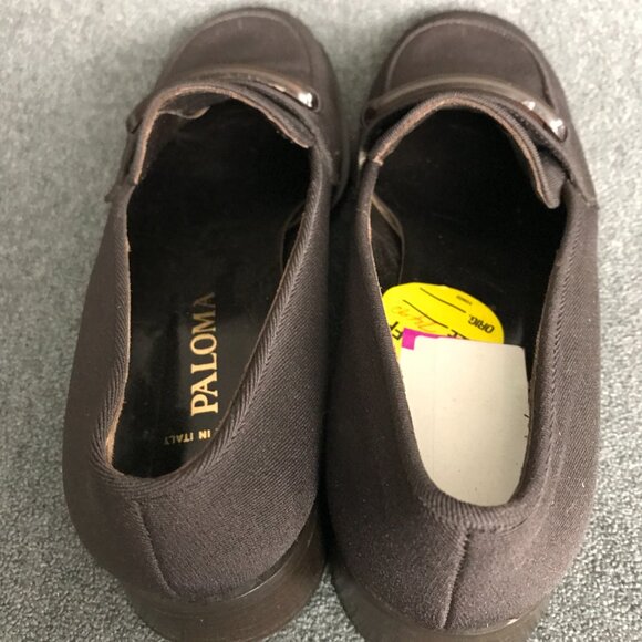 Paloma Made In Italy Women's 6.5B Brown Canvas Slip On Square Toe Pump Loafers - Picture 7 of 9